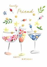 Classic Birthday Card - For Her - For Friend - Quirky Prosecco Cocktails created by SABIVO Design by Sabina