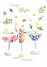 Classic Birthday Card - For Wife - Quirky Tipple Cocktails created by SABIVO Design by Sabina