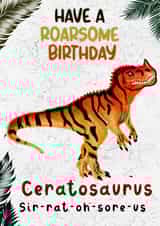 Fun Birthday Card - Dinosaur - Ceratosaurus created by Toni Emmery - LillieBee Designs 