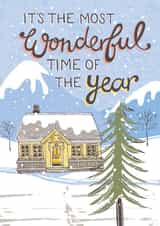 Classic Christmas Card - Snowy Mountains - Most Wonderful Time created by @VickyYorkeDesigns