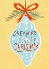 Arty Christmas Card - Vintage Bauble - Dreaming Of A White Christmas created by @VickyYorkeDesigns