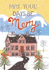 Classic Christmas Card - Winters Scene - Snowy House created by @VickyYorkeDesigns