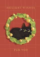 Cute Christmas Card - Cat In Wreath - Fur Pun created by Julep and Trubbs
