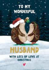 Cute Christmas Card - For Husband - Hedgehogs created by Artsy Gift Co