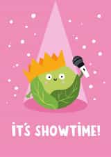 Funny Christmas Card - Brussel Sprouts - It's Showtime created by Lucy Maggie Designs