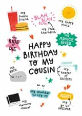 Cute Birthday Card - For Cousin - Illustrations created by Twisted Haggis