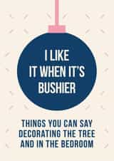 Naughty Christmas Card - I Like It When It's Bushier - Bauble created by Cookie Design