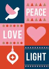 Modern Christmas Card - Peace, Love & Light - Generic - For anyone - Spiritual created by Cookie Design