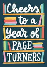 Modern Birthday Card - Cheers To A Year Of Page Turners - Book created by Natalia Gonzalez