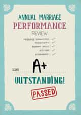 Funny Anniversary Card - Annual Marriage - Performance Review created by Pencilface