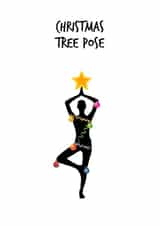 Christmas Tree Pose - Funny Yoga Christmas Card - Yoga Pun created by Worry Less Design
