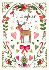 Pretty Christmas Card - For Goddaughter - Rudolph created by Love Lucy Illustration