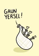 Cute Wedding/Engagement Card - Gaun Yersel - Bagpipe created by Greetin’ Cards UK