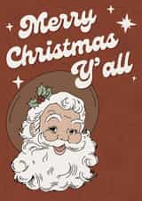 Modern Christmas Card - Santa - Merry Christmas Y'all created by Georgia Fry