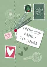 Cute Christmas Card - Our Family To Yours - Special Delivery created by Two For Joy Illustration