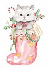 Cute Christmas Card - Cat - Baby's First Christmas created by Samantha