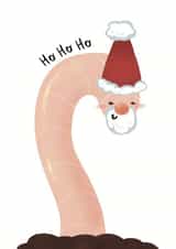 Cute and Funny worm Christmas card - ho ho ho created by Little Linas Cards