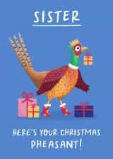 Funny Christmas Card - For Sister - Pheasant Pun created by Painted Parasol Studio
