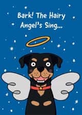 Funny Christmas Card - Dog - Bark! The Hairy Angel's Sing... created by Leanneco.Studio