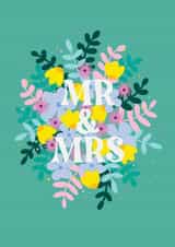 Pretty floral Wedding card - Congratulations - Mr & Mrs created by Jessica Rachel Sharp