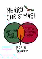 Funny Venn Diagram Pigs in Blankets Christmas card. Top tier Christmas dinner! created by Iconicus Design