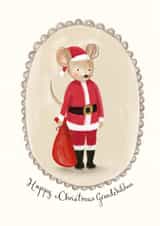Cute Christmas Card - For Grandchildren - Santa Mouse created by Love Lucy Illustration