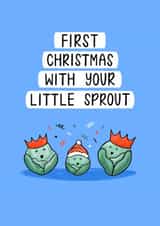 Cute Christmas Card - Baby Boy First Christmas - Sprout Pun created by Muses & May 
