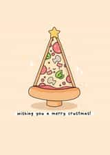 Pizza Christmas card - Punny Christmas card - Kawaii - pizza lover - cute created by Rosalie Perl
