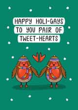 Cute Christmas Card - Happy Holi-Gays - Pair Of Tweet-Hearts created by Muses & May