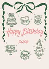 Cute Birthday Card - Vintage Cake Design - Sweet Greeting for a Loved One created by Bee Oyerinde
