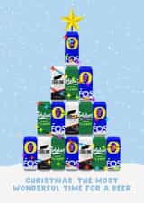 Funny Christmas Card - Beer Tree - Alcohol created by Pink Peach Cards