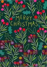 Holly berries colourful Christmas card created by Pablo and Pickle Studio