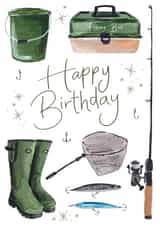 Traditional Fishing Happy Birthday Card For Him created by Making Meadows Ltd