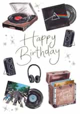 Traditional Music, Vinyl Record Player Happy Birthday Card For Him created by Making Meadows Ltd