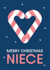 Cute Christmas Card - For Niece - Candy Cane Heart created by Cookie Design