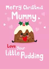 Cute Christmas Card - Mummy - Little Pudding - Cute - Sweet - Love created by Jennibdraws