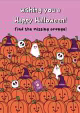 Funny Halloween Card - Find The Missing Orange - Brainteaser created by @Laura Lonsdale Designs
