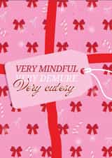 Very Mindful Demure Cutesy Pink Christmas Card - Trending Festive Bows created by Just Daydreaming