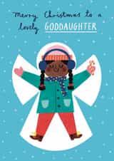 Cute Christmas Card - Lovely Goddaughter - Snow Angel created by Alice Mole Illustration