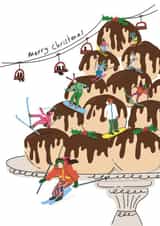 Funny Christmas Card - Skiing - Profiteroles created by Eat the Moon