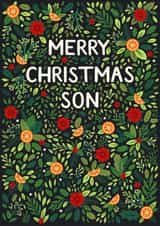 Classic Christmas Card - For Son - Festive Illustrations created by Pear Tree Press