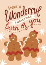 Cute Christmas Card For A Couple, Gingerbread Couple, Lesbian Couple, LGBTQ+ created by Josie Gledhill