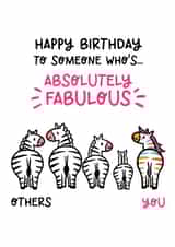 Cute Birthday Card - Absolutely Fabulous - Zebras created by Lyndsay Moon