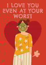 Cute Valentine's Day Card - I Love You Even At Your Worst - Face Mask created by AbiGoLucky