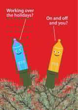 Funny Christmas Card - Tree Lights - Working On And Off created by LOVEDAY DESIGNS on Thortful