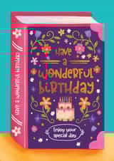 Cute Birthday Card - Book With Flowers - For Her created by Aniet Illustration