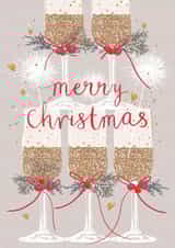 Classic Christmas Card - Champagne Pyramid And Sparkles - Merry Christmas created by Louise Tiler