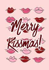 Flirty Christmas Card - Merry Kissmas - Fun Lips Design for Holiday Cheer created by Bee Oyerinde