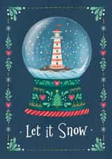 Classic Christmas Card - Lighthouse Snow Globe created by Watercolour Sky