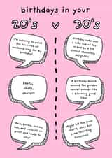 Funny Birthday Card - Birthdays In Your 20's V 30's - Difference created by Original Fox Cards